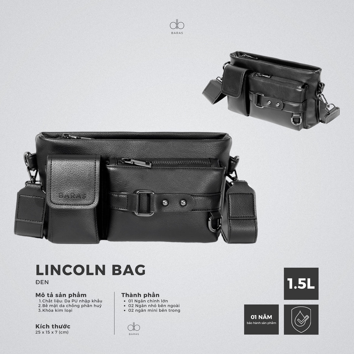 Túi đeo chéo da nam Lincoln Bag