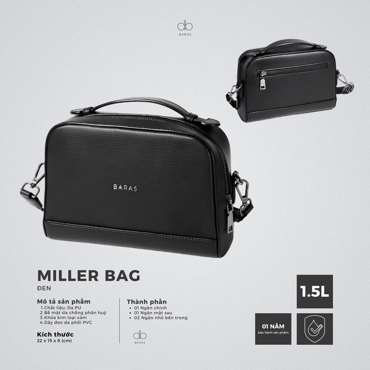 Túi đeo chéo da nam Miller Bag