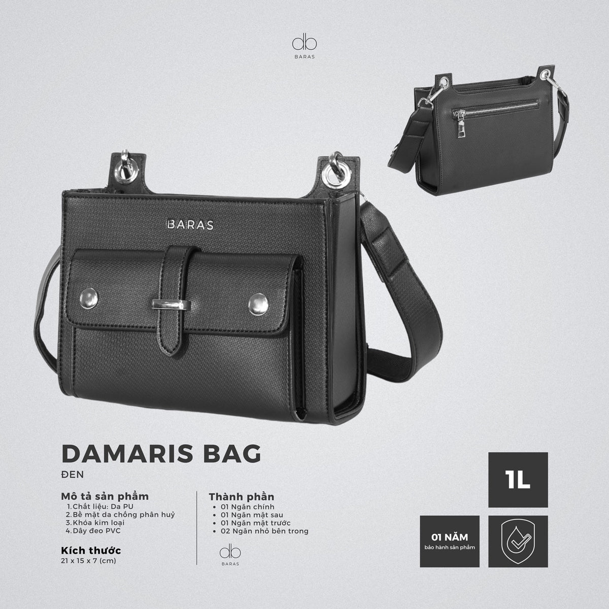 Túi đeo chéo da nam Damaris Bag