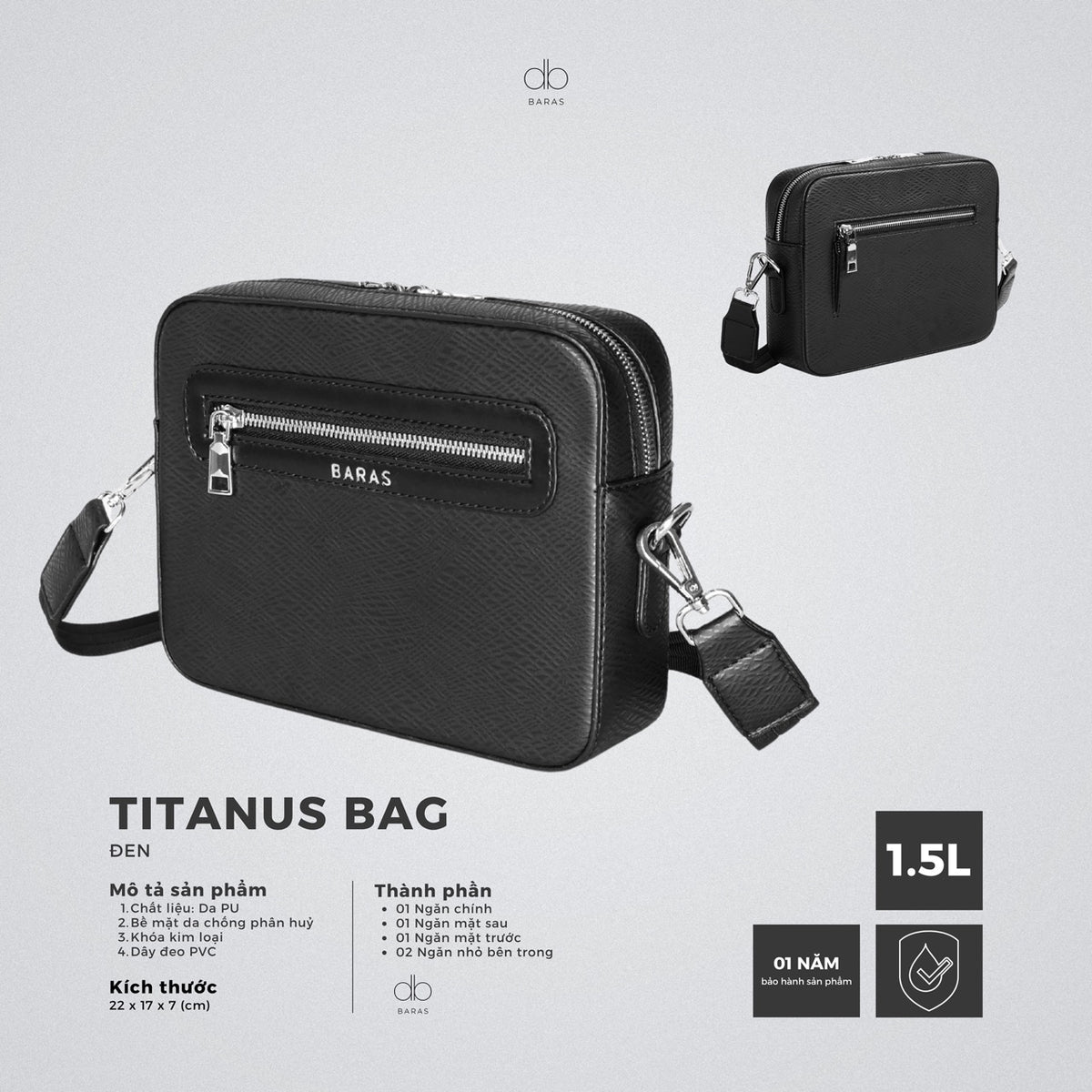 Túi đeo chéo da nam Titanus Bag