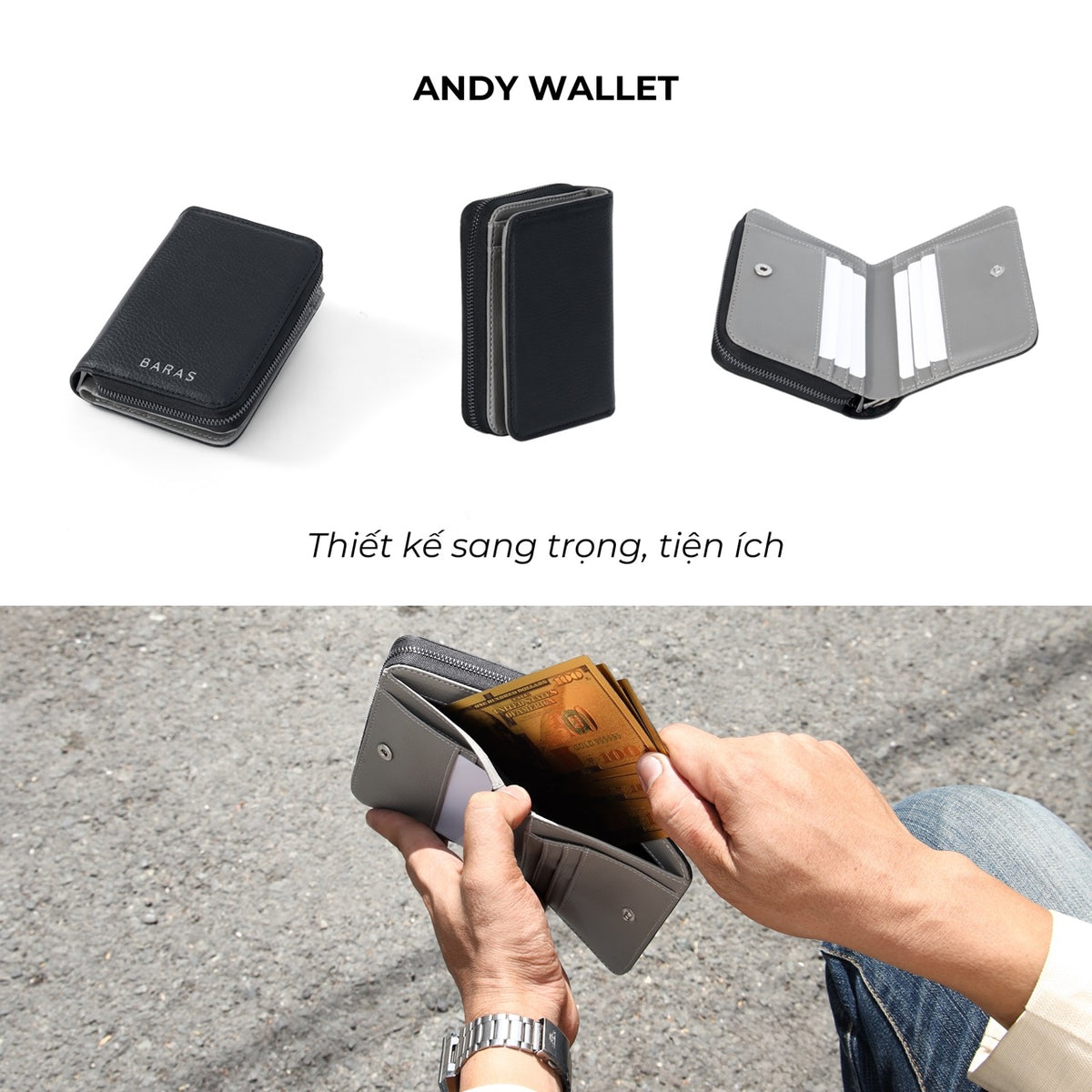 Ví da dáng đứng khoá kéo Andy Wallet-thumbmail-2