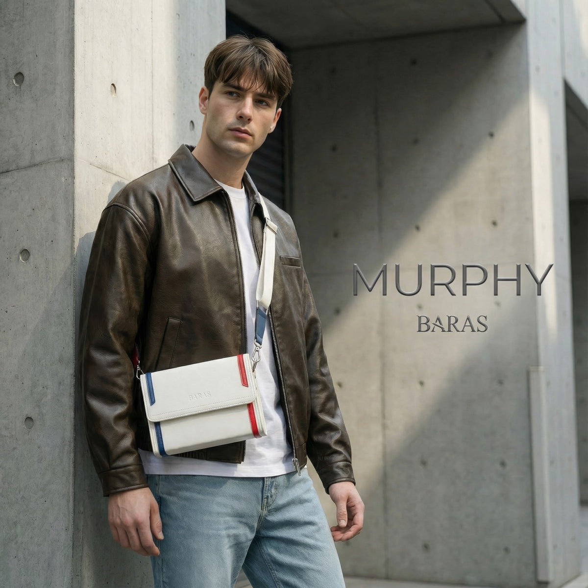 Túi đeo chéo da nam Murphy Bag - màu Trắng-thumbmail-4