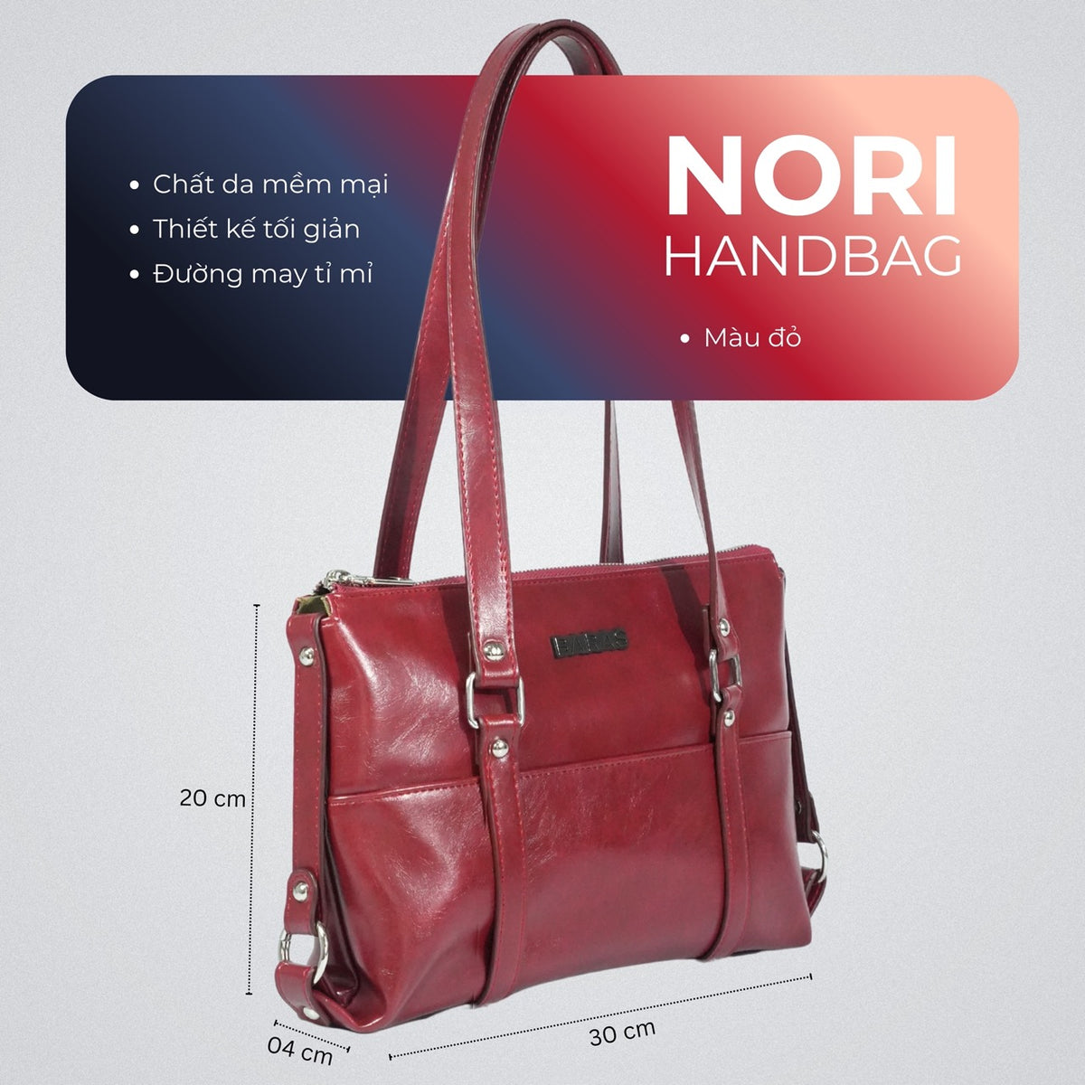 Túi xách da nữ Nori Handbag - màu Đỏ-thumbmail-5